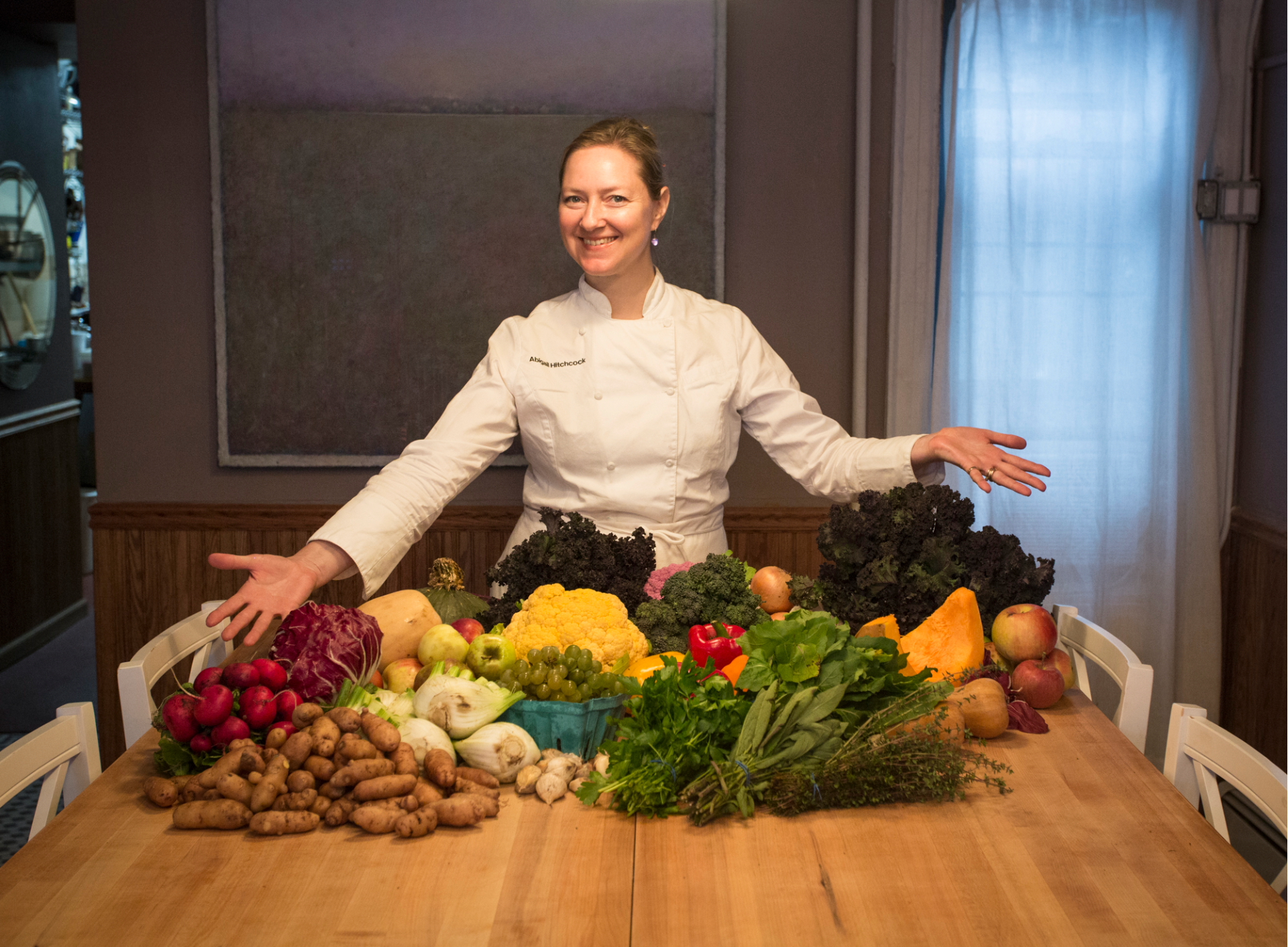 Chef Abigail Hitchcock with fresh produce