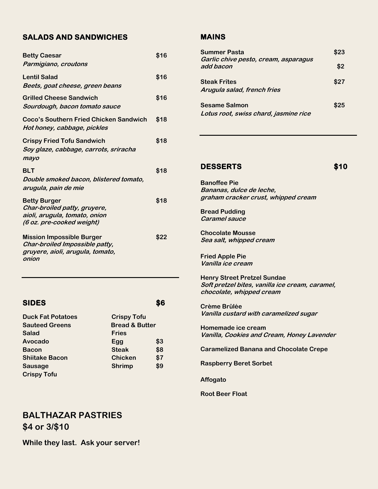 Brunch menu page 3