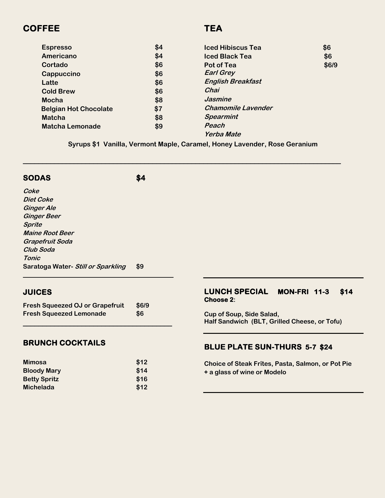 Brunch menu page 4